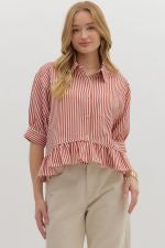 Striped Top with Ruffle Hem 27230