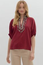 Leopard Trim Dolman Top 27371