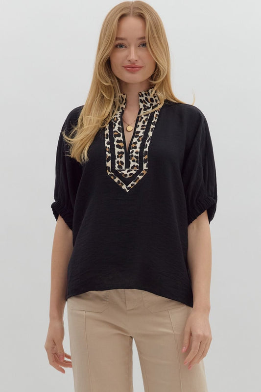 Leopard Trim Dolman Top 27371