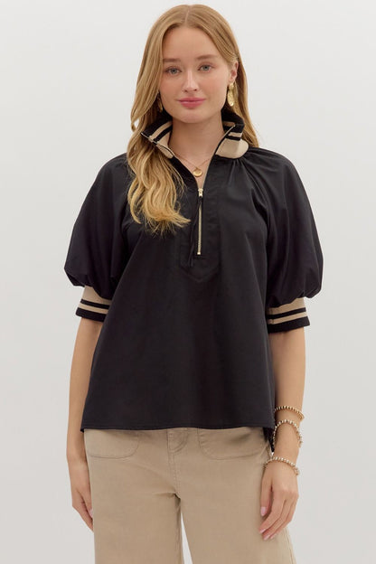 Zip Front Top w/ Accent Band 27624