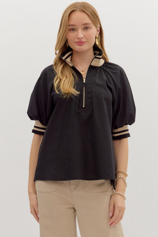 Zip Front Top w/ Accent Band 27624