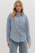 Striped Long Sleeve Collar Shirt 27667