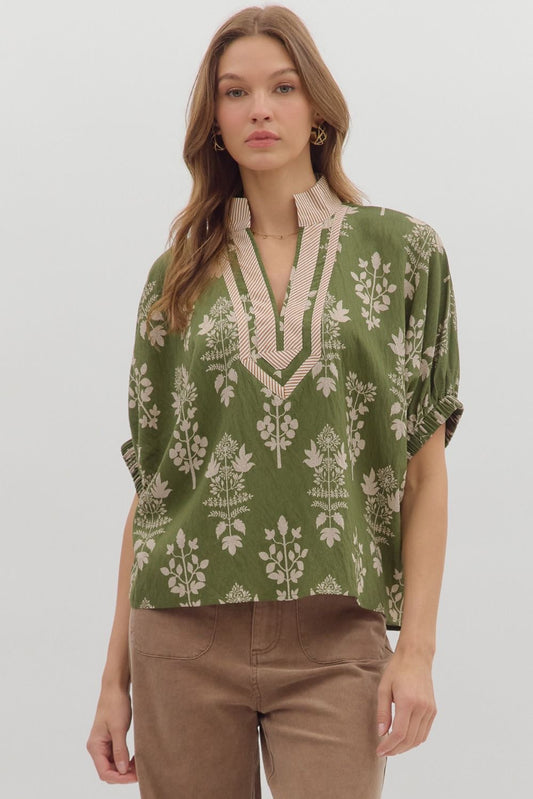 Botanical Print Dolman Top 28063