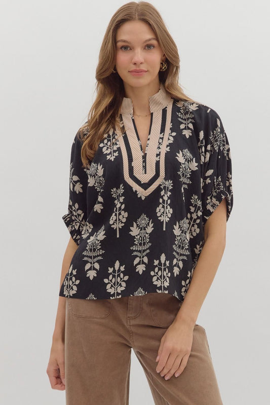 Botanical Print Dolman Top 28063