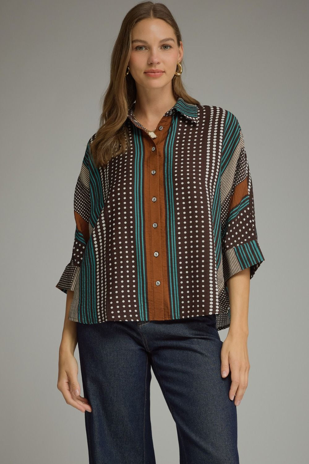 Mixed Stripe & Polka Dot Top 33817
