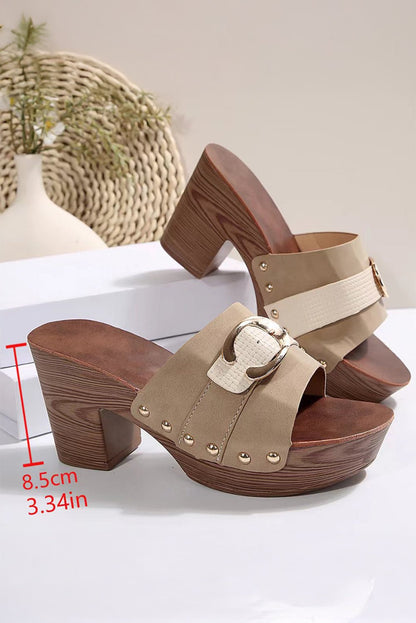 Erin Studded Chunky Heel Slippers - Hello Beautiful BoutiqueSlippersThreaded Pear
