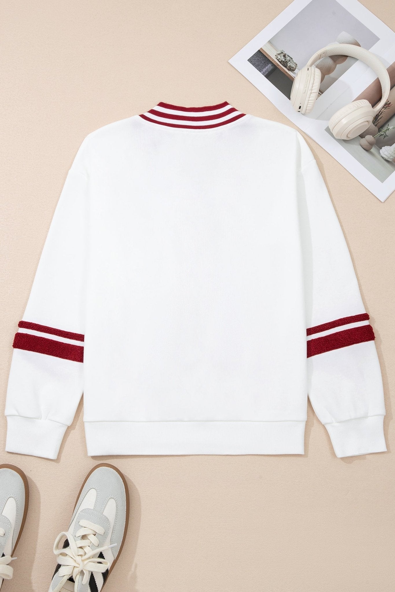 Esme Striped Puff Sleeve Sweatshirt - Hello Beautiful BoutiqueSweatshirts & HoodiesThreaded Pear