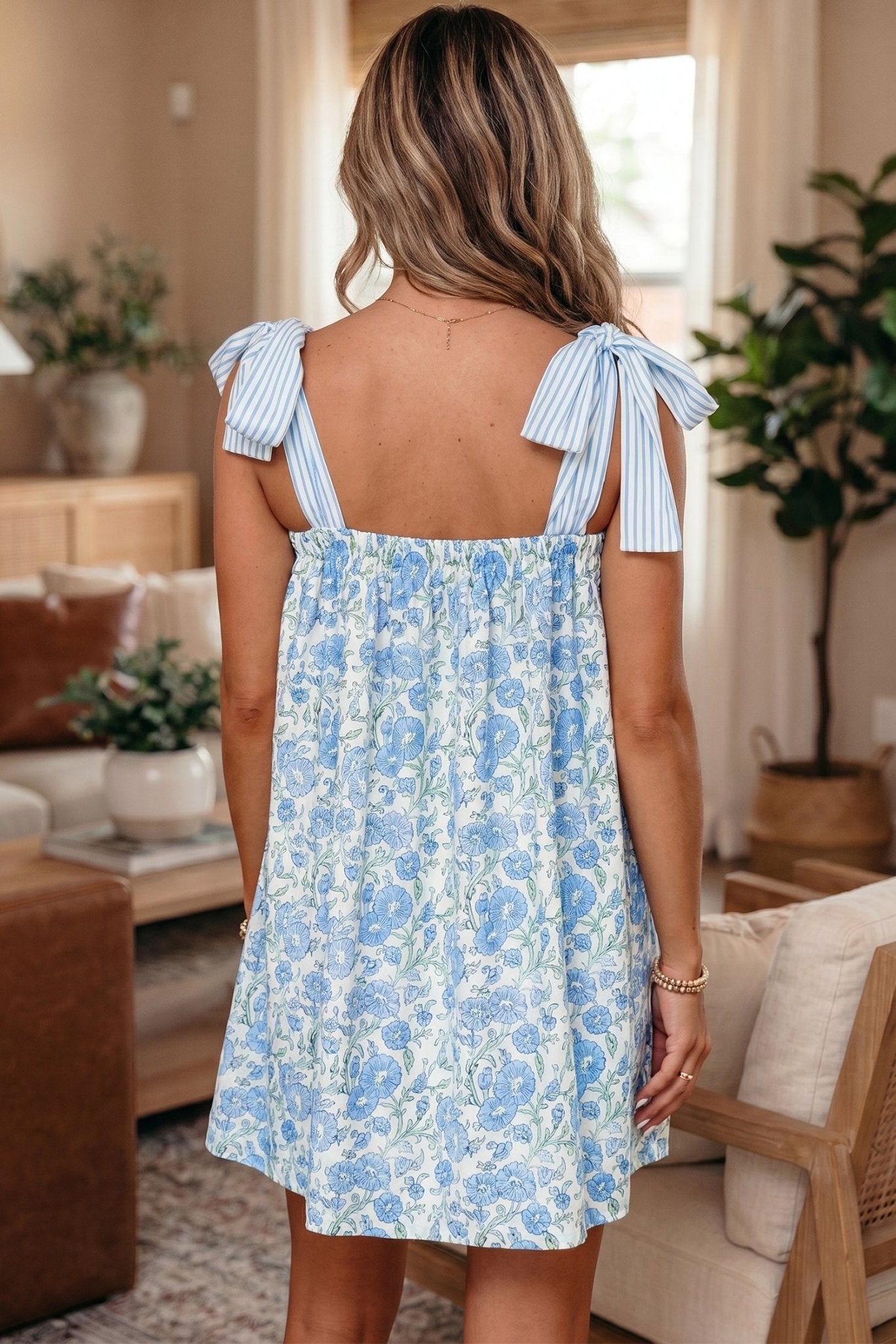 Estelle Knot Straps Mini Dress - Hello Beautiful BoutiqueFloral DressesThreaded Pear