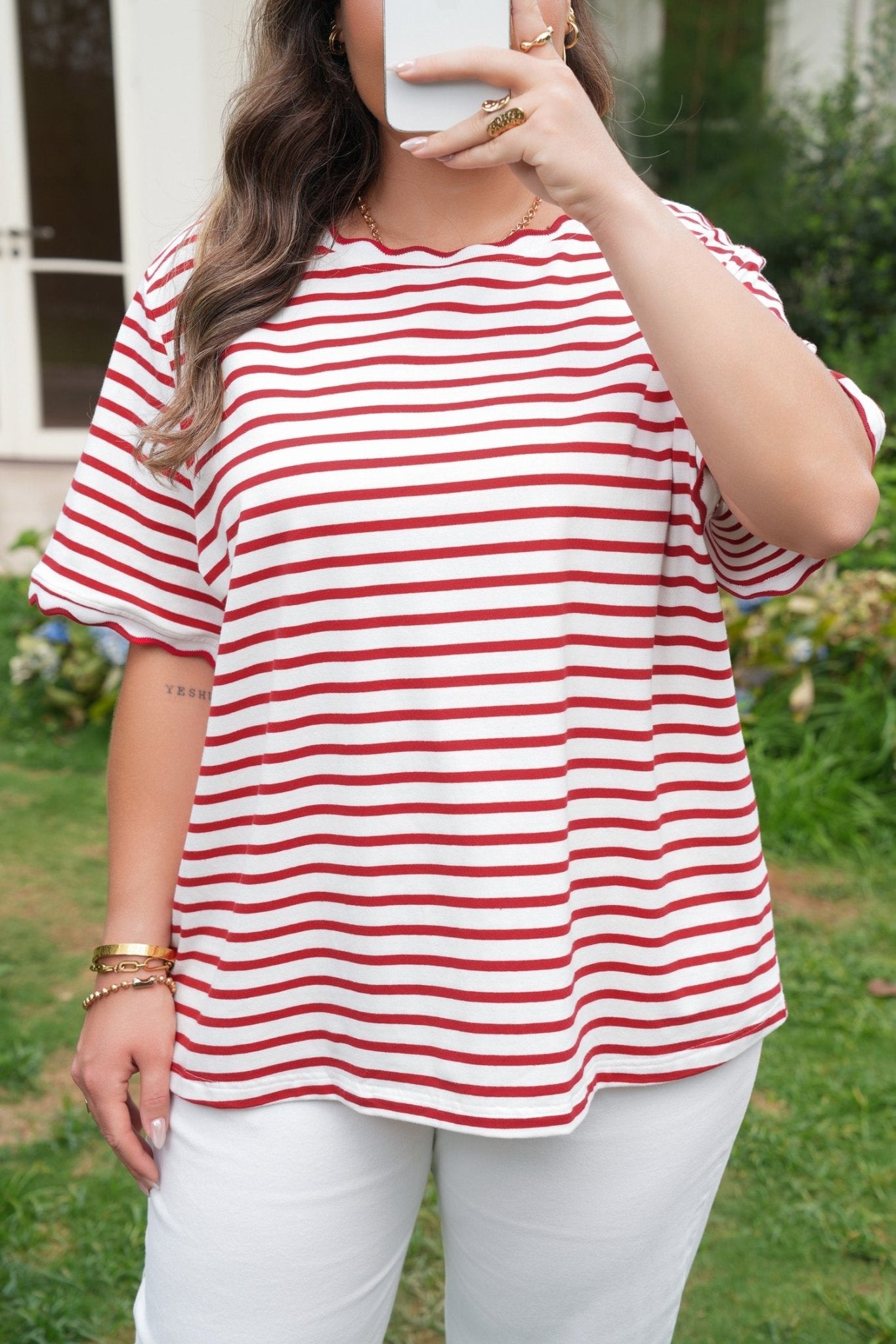 Esther Trim Short Sleeve PLUS Top - Hello Beautiful BoutiquePlus Size Tops & TeesThreaded Pear