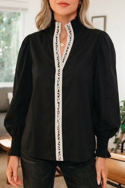 Estrella Flounce Sleeve Trim Blouse - Hello Beautiful BoutiqueBlouses & ShirtsThreaded Pear