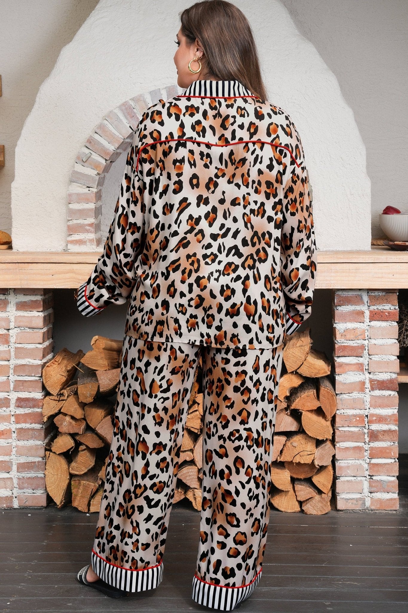 Etta 2pcs Long Pajama PLUS Set - Hello Beautiful BoutiquePlus Size LoungewearThreaded Pear