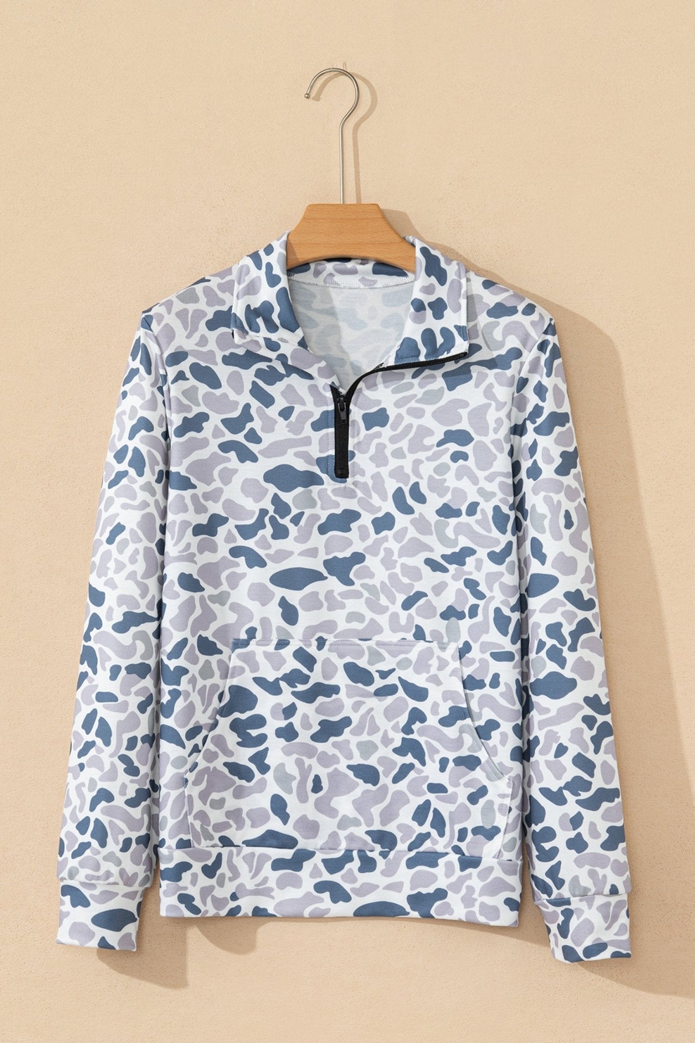 Etta Kangaroo Zip Collar Pullover - Hello Beautiful BoutiqueSweatshirts & HoodiesThreaded Pear