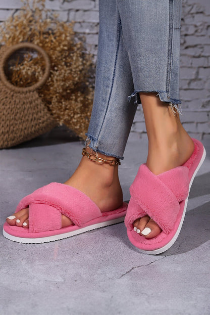 Etta Open toe Fuzzy Slippers - Hello Beautiful BoutiqueSlippersThreaded Pear