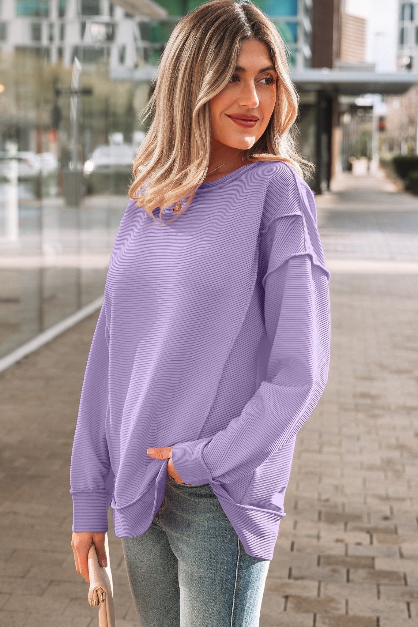 Eva Drop Shoulder Baggy Pullover - Hello Beautiful BoutiqueLong Sleeve TopsThreaded Pear