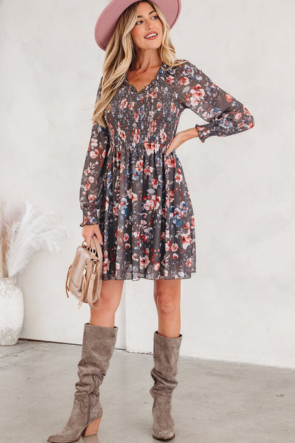 Evajena Long Sleeve Mini Dress - Hello Beautiful BoutiqueFloral DressesThreaded Pear