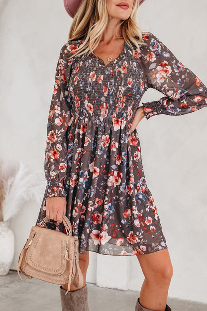 Evajena Long Sleeve Mini Dress - Hello Beautiful BoutiqueFloral DressesThreaded Pear