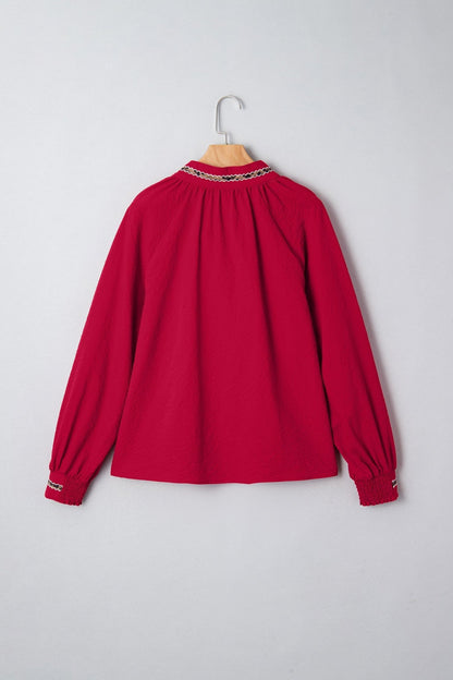 Eve Jacquard Print Textured Blouse - Hello Beautiful BoutiqueBlouses & ShirtsThreaded Pear