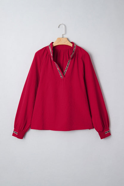 Eve Jacquard Print Textured Blouse - Hello Beautiful BoutiqueBlouses & ShirtsThreaded Pear
