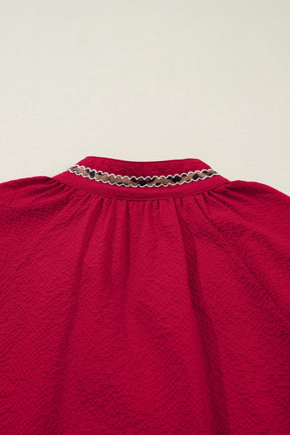 Eve Jacquard Print Textured Blouse - Hello Beautiful BoutiqueBlouses & ShirtsThreaded Pear