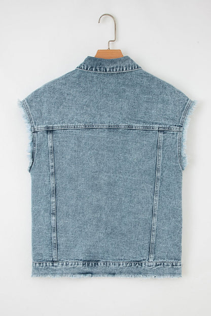 Evelyn Flap Frayed Detail Vest - Hello Beautiful BoutiqueVestsThreaded Pear