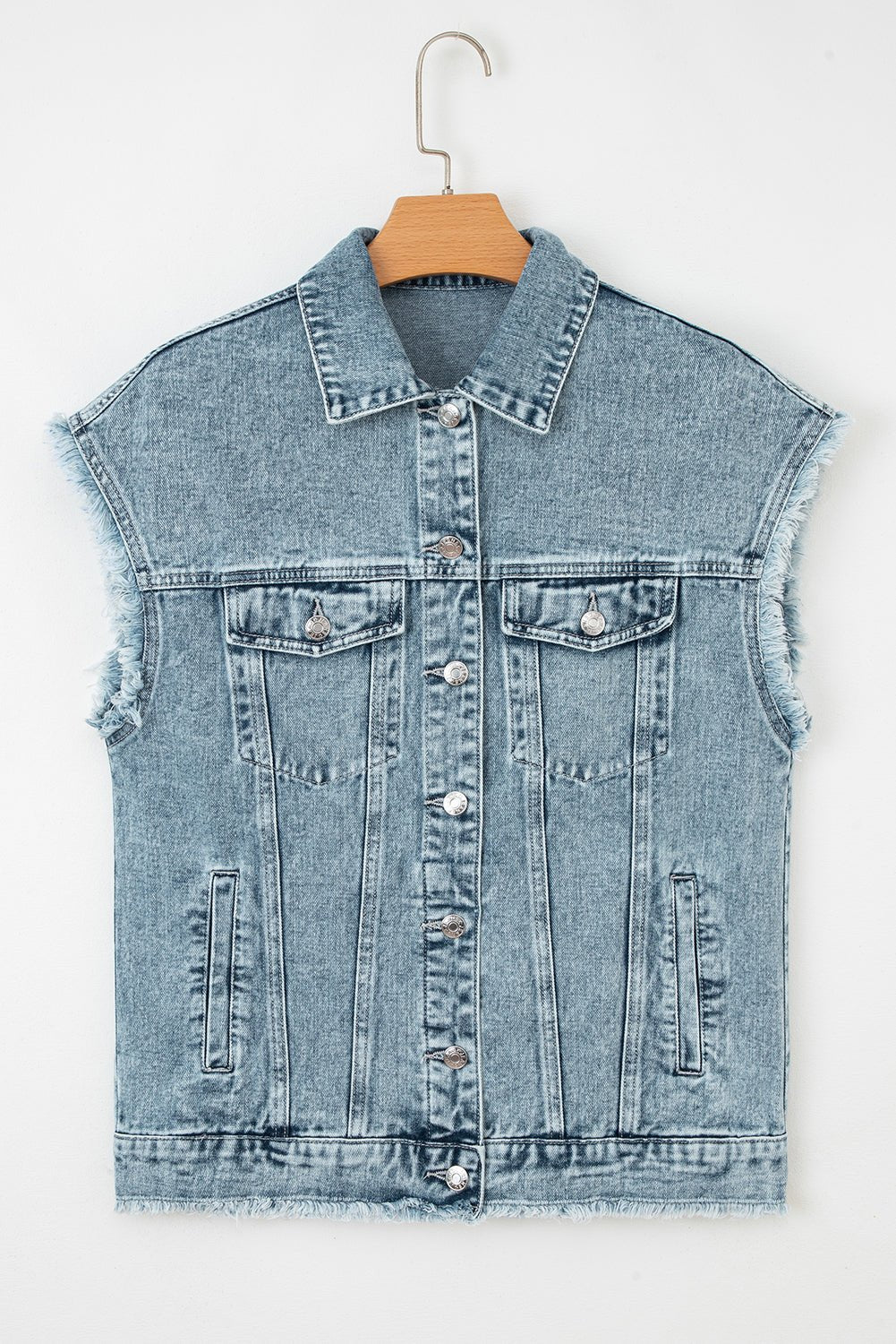 Evelyn Flap Frayed Detail Vest - Hello Beautiful BoutiqueVestsThreaded Pear