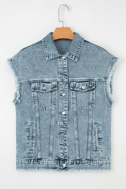 Evelyn Flap Frayed Detail Vest - Hello Beautiful BoutiqueVestsThreaded Pear