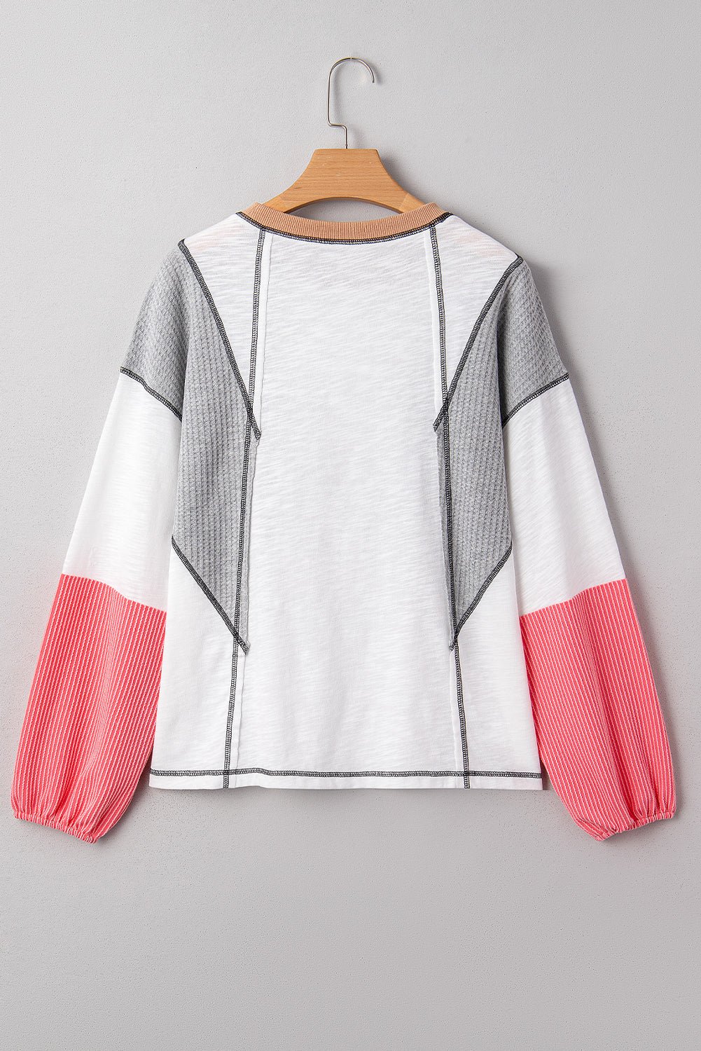 Everlee Knit Patchwork Casual Top - Hello Beautiful BoutiqueLong Sleeve TopsThreaded Pear