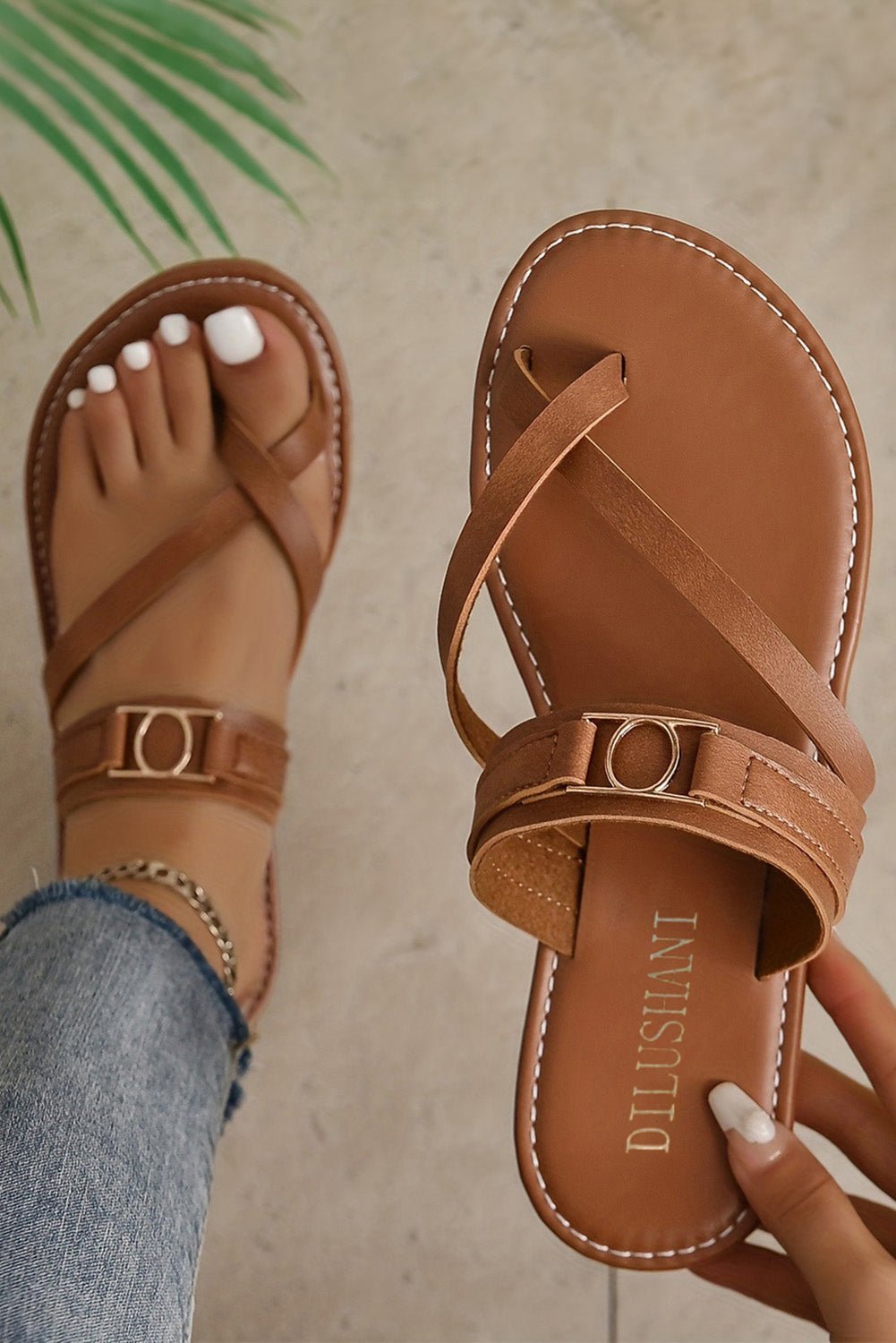 Everleigh Buckle Leathered Flat Slippers - Hello Beautiful BoutiqueSlippersThreaded Pear