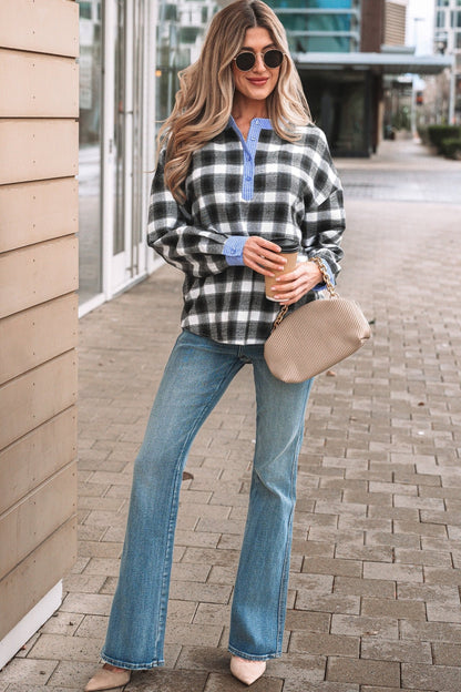 Ezra Half Placket Plaid Blouse - Hello Beautiful BoutiqueBlouses & ShirtsThreaded Pear