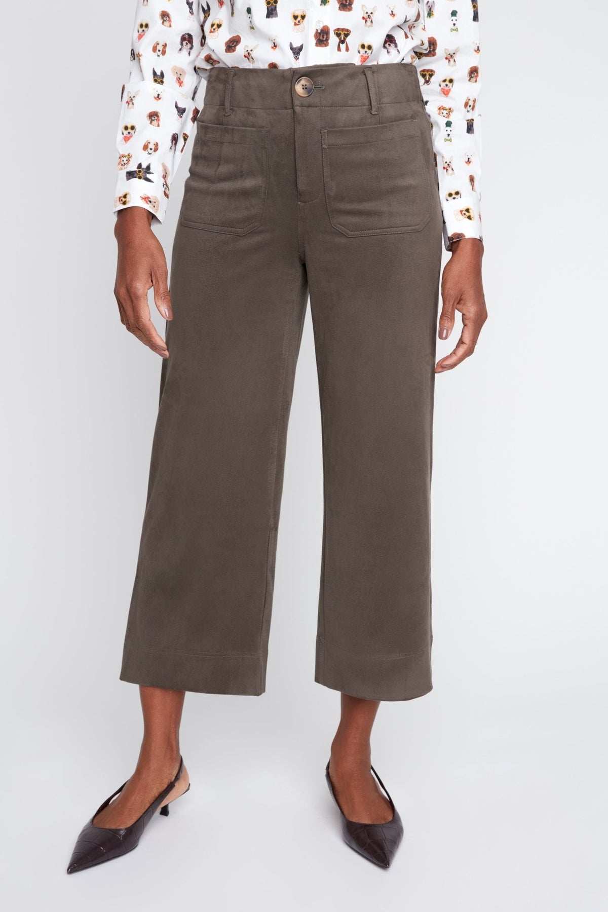 Faux Suede Cropped Wide-Leg Pants R11095 - Hello Beautiful BoutiquePantsRenuar