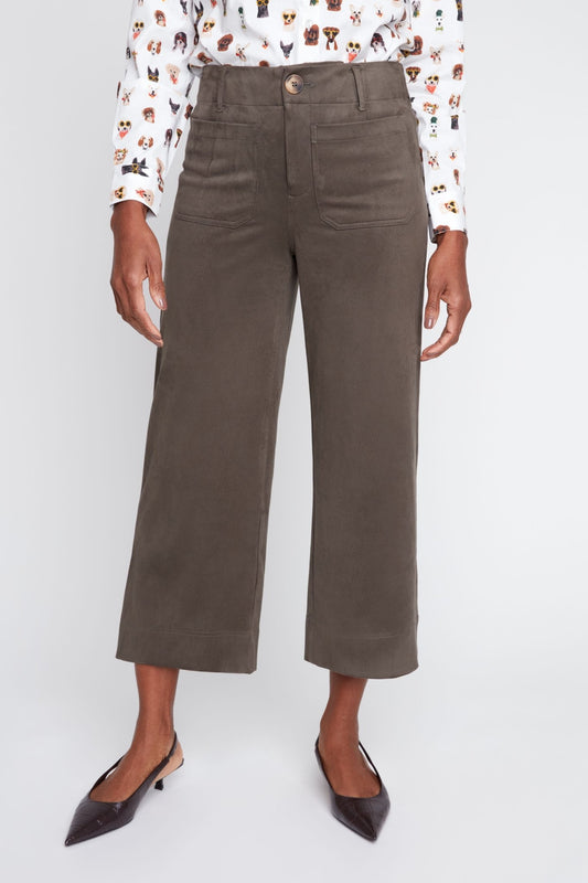 Faux Suede Cropped Wide-Leg Pants R11095 - Hello Beautiful BoutiquePantsRenuar