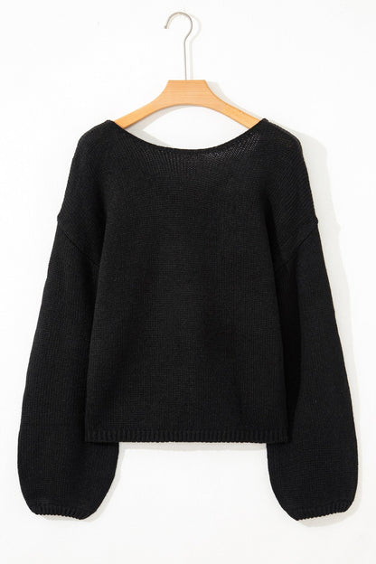 Faye Backless Bubble Sleeve Sweater - Hello Beautiful BoutiqueSweatersThreaded Pear