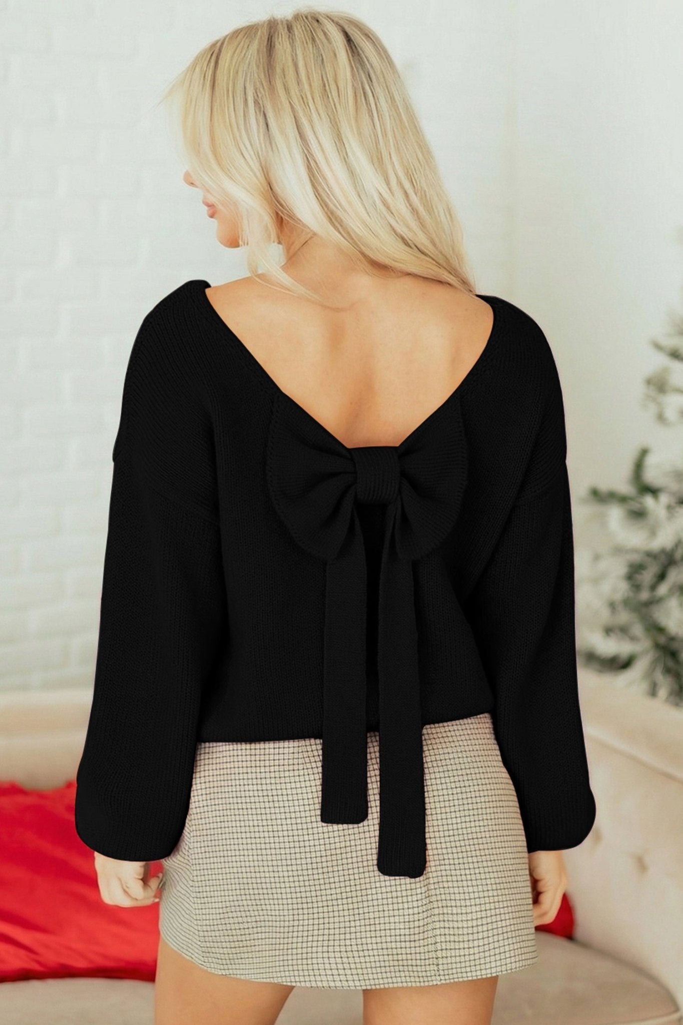 Faye Backless Bubble Sleeve Sweater - Hello Beautiful BoutiqueSweatersThreaded Pear