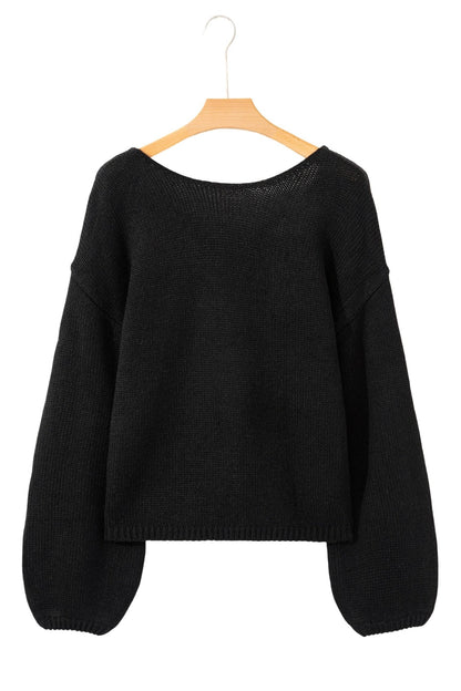 Faye Backless Bubble Sleeve Sweater - Hello Beautiful BoutiqueSweatersThreaded Pear