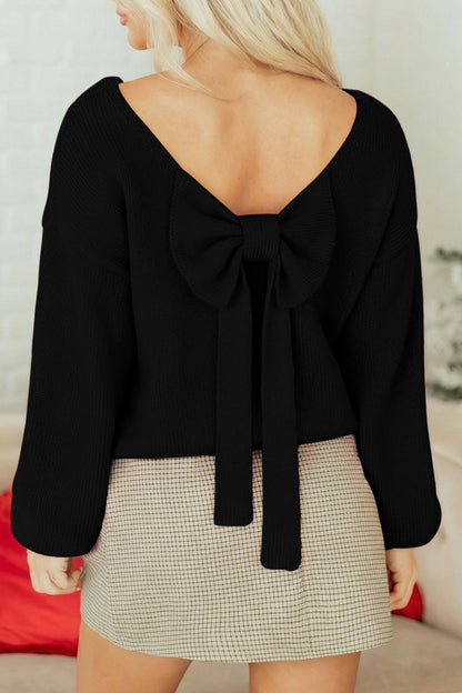 Faye Backless Bubble Sleeve Sweater - Hello Beautiful BoutiqueSweatersThreaded Pear