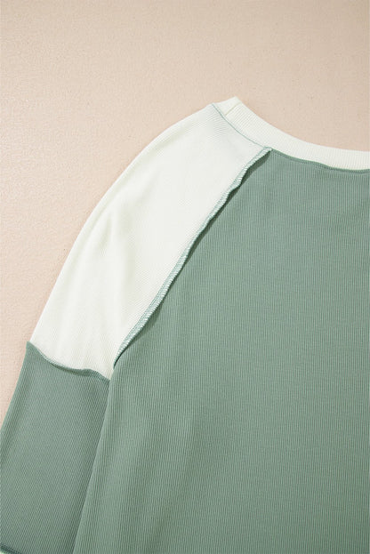 Faye Colorblock Patchwork Raglan Long Sleeve Top - Hello Beautiful BoutiqueLong Sleeve TopsThreaded Pear