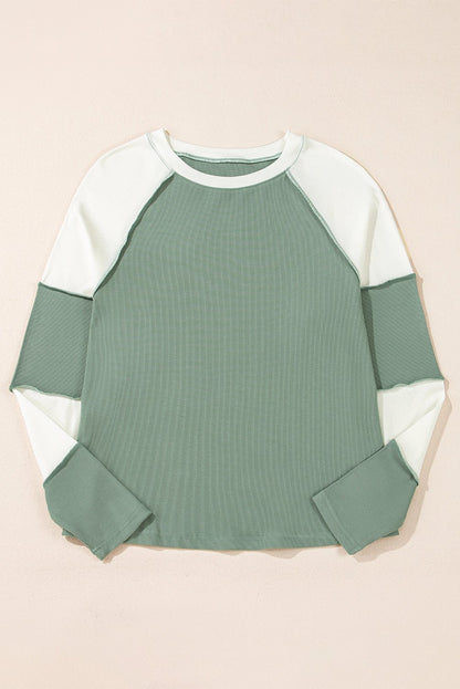 Faye Colorblock Patchwork Raglan Long Sleeve Top - Hello Beautiful BoutiqueLong Sleeve TopsThreaded Pear