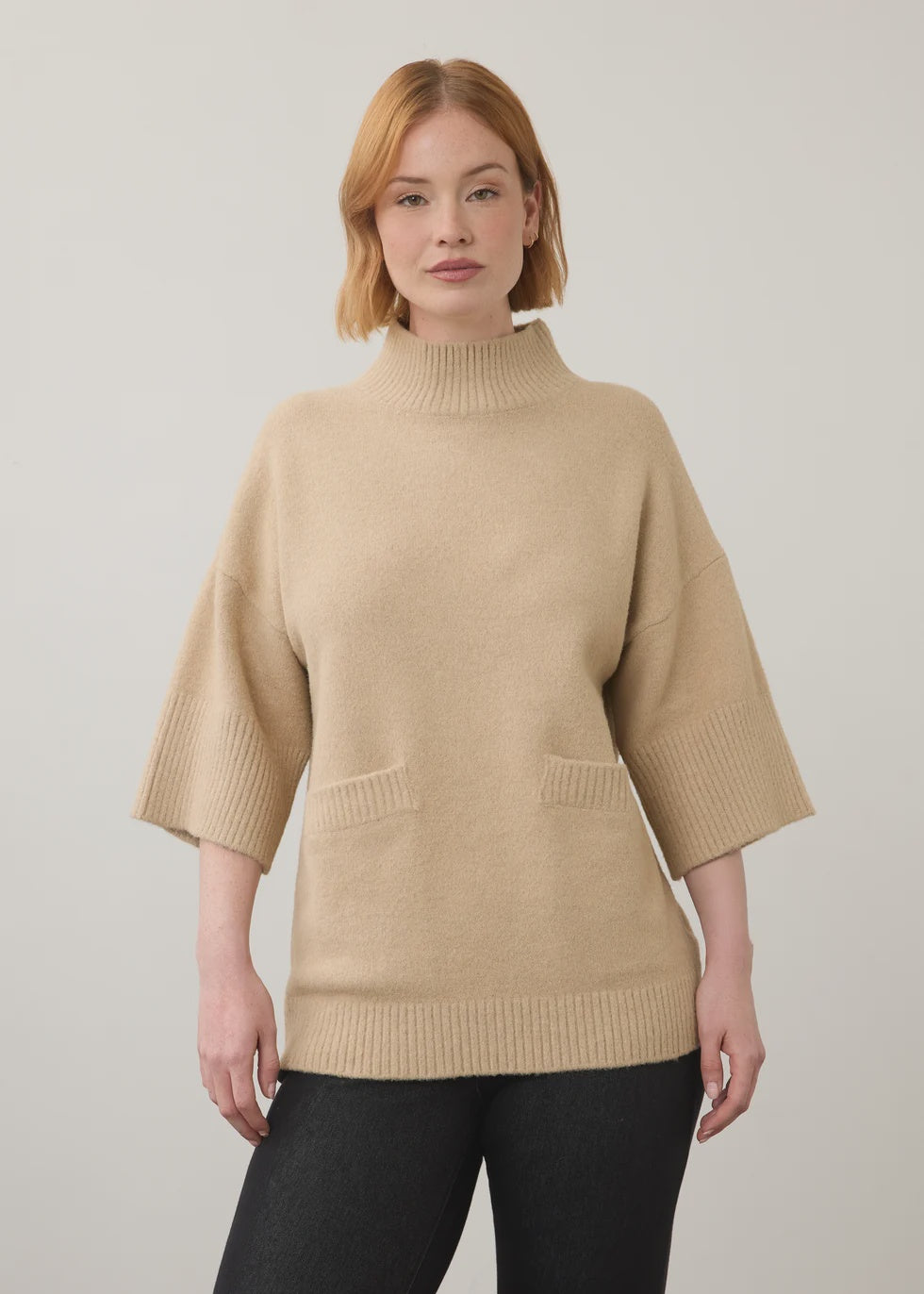 Mock Neck 3/4 Sleeve Sweater 1189223
