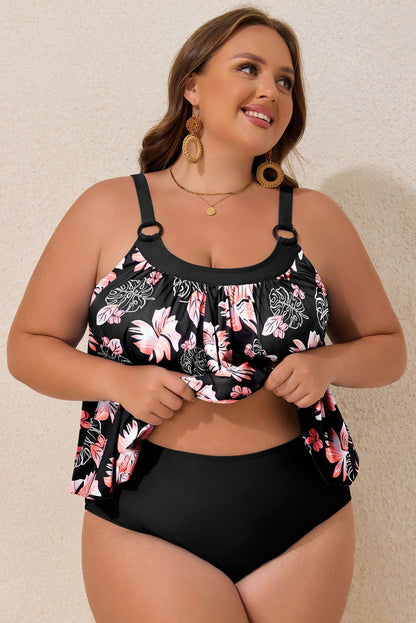 Felicity Wide Strap Floral PLUS Top - Hello Beautiful BoutiquePlus Size SwimwearThreaded Pear