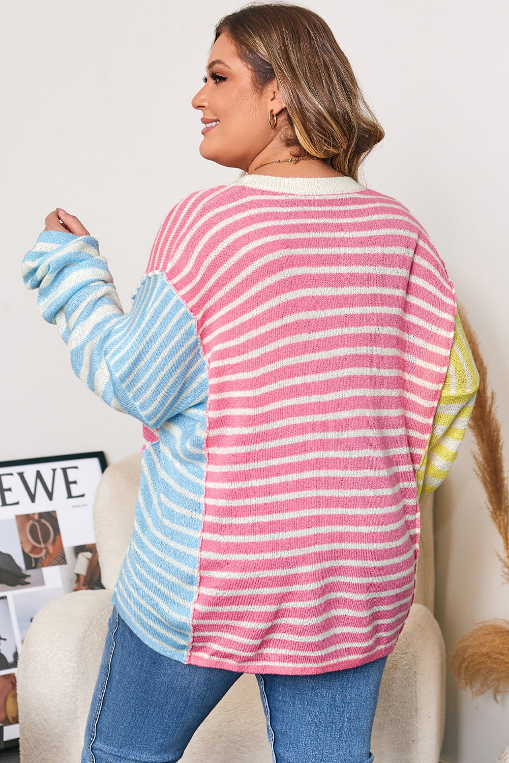 Fernanda Seam Colorblock Patchwork PLUS Sweater - Hello Beautiful BoutiquePlus Size Sweaters & CardigansThreaded Pear