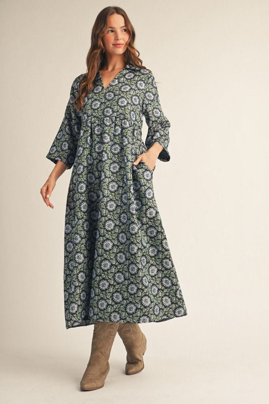 Floral Jacquard Midi H17124 - Hello Beautiful BoutiqueDress/ MidiJodifl