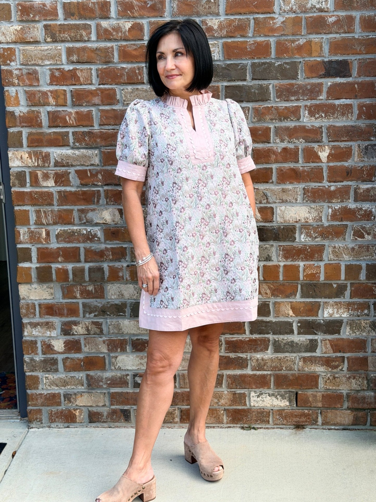 Floral Jacquard Shift Dress R7157 - Hello Beautiful BoutiqueDressJodifl