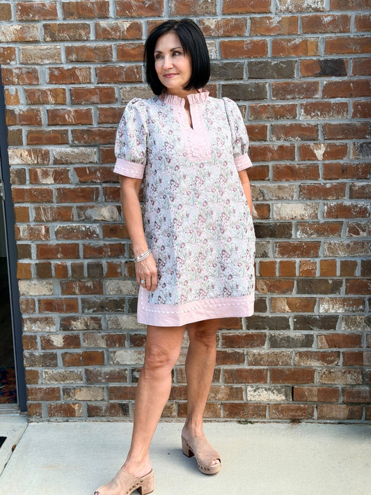Floral Jacquard Shift Dress R7157 - Hello Beautiful BoutiqueDressJodifl
