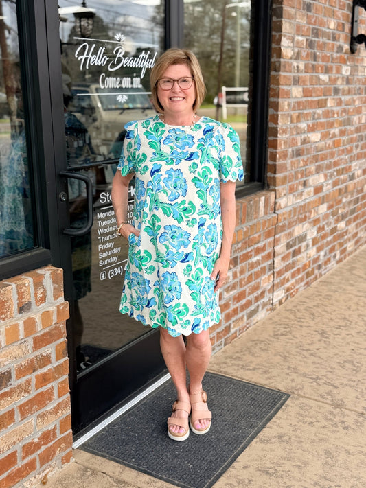 Floral Scallop Hem Dress TY1228 - Hello Beautiful BoutiqueDressGigio