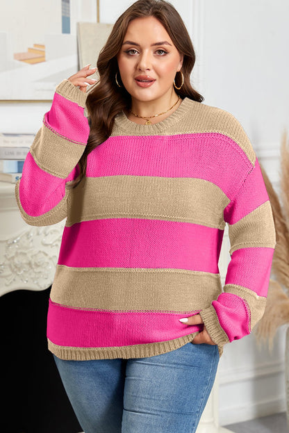 Florence Block Drop Shoulder PLUS Sweater - Hello Beautiful BoutiquePlus Size Sweaters & CardigansThreaded Pear