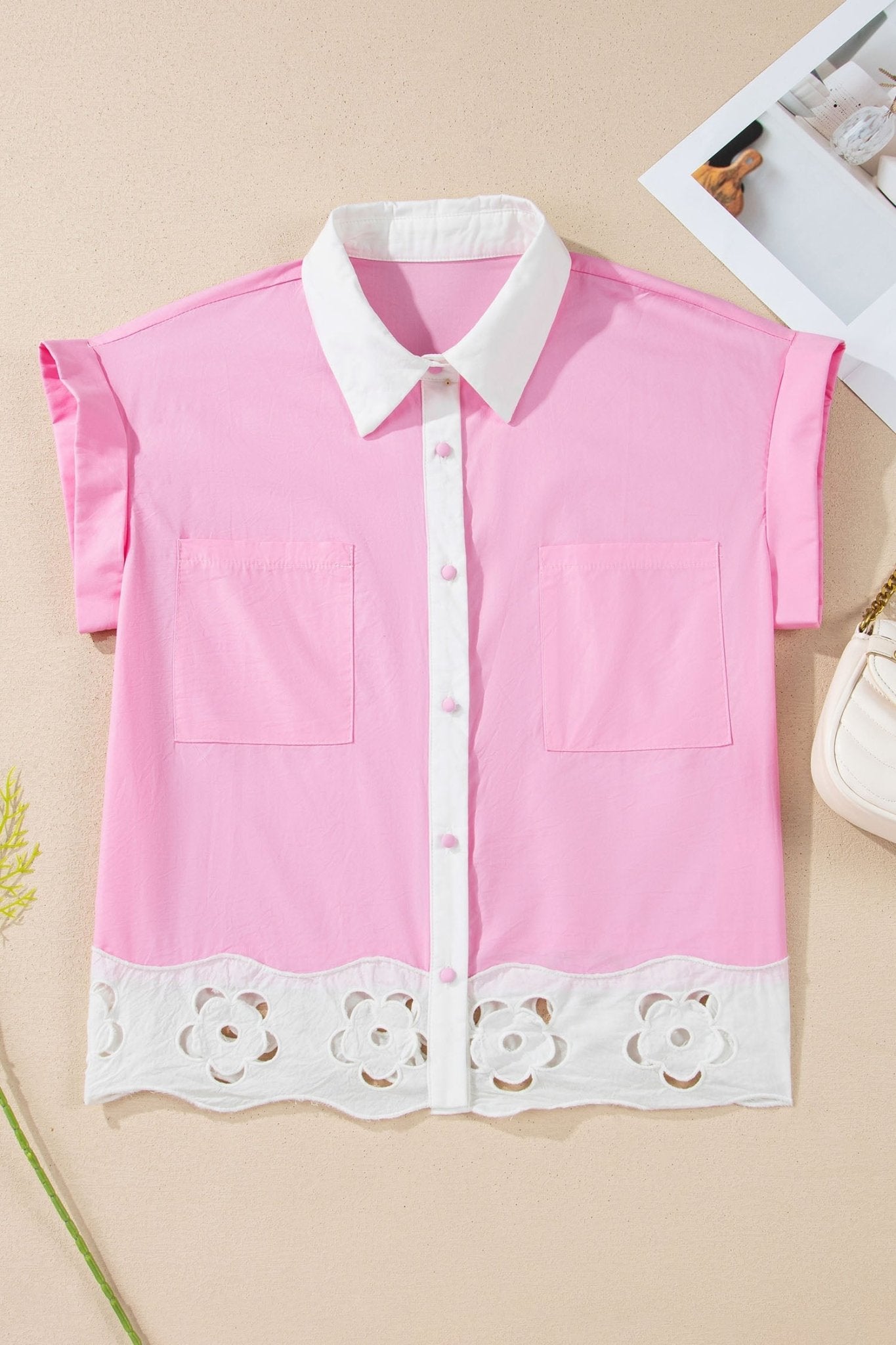 Francesca Short Sleeve Up Shirt - Hello Beautiful BoutiqueBlouses & ShirtsThreaded Pear
