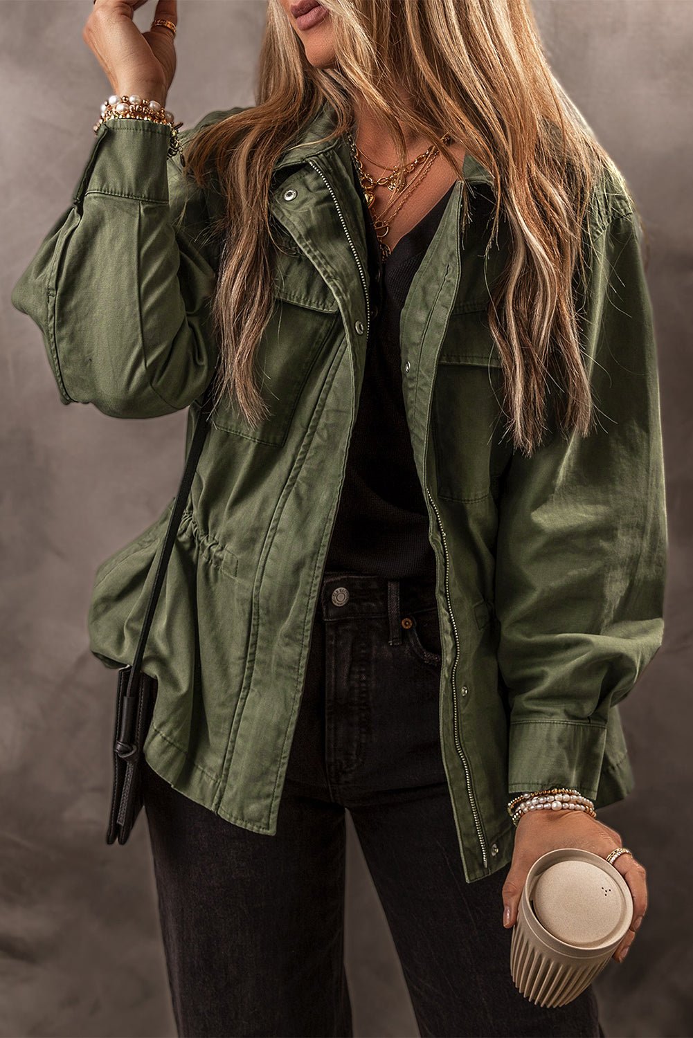 Francesca Tight Waist Collared Jacket - Hello Beautiful Boutique20% OFFThreaded Pear