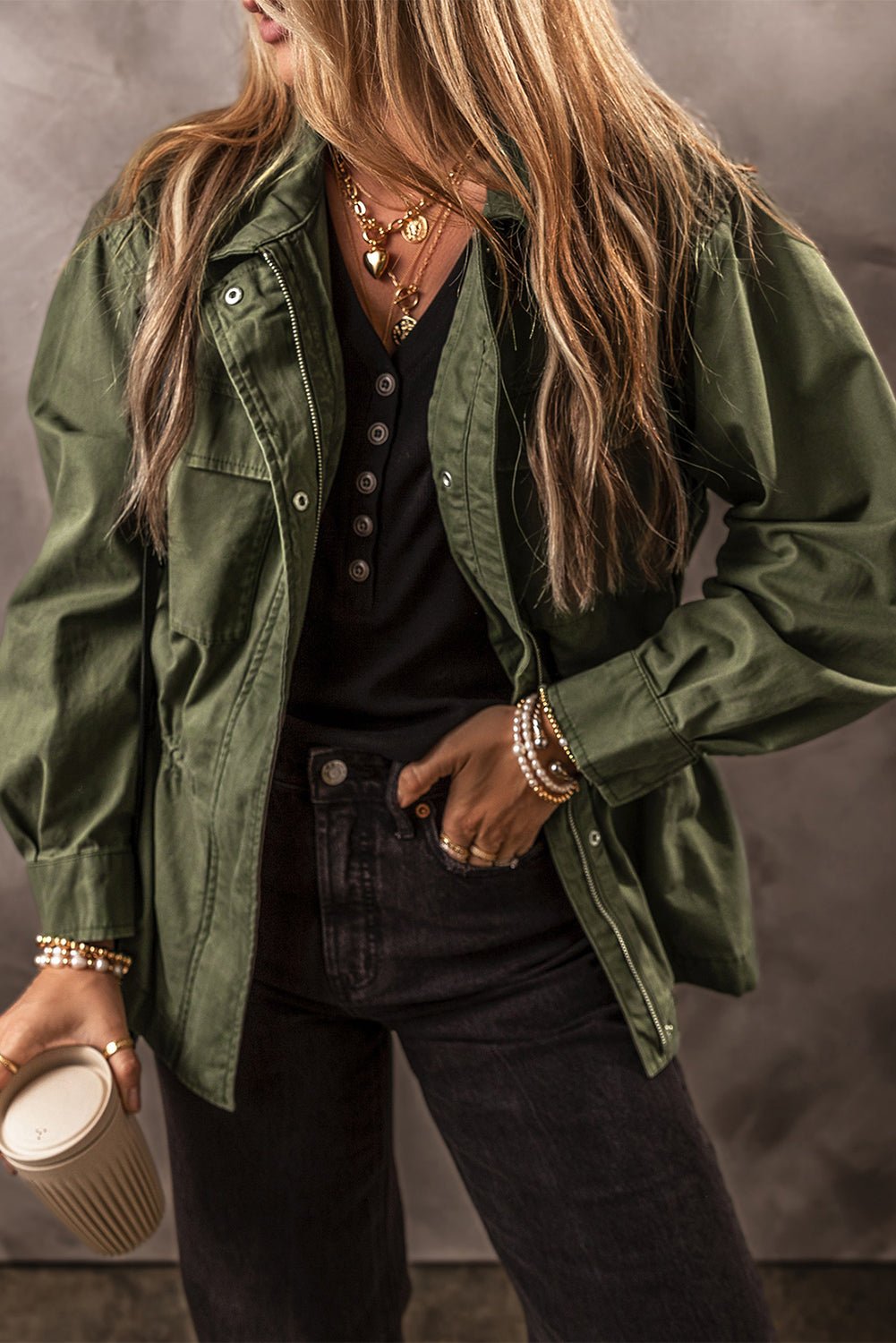 Francesca Tight Waist Collared Jacket - Hello Beautiful Boutique20% OFFThreaded Pear