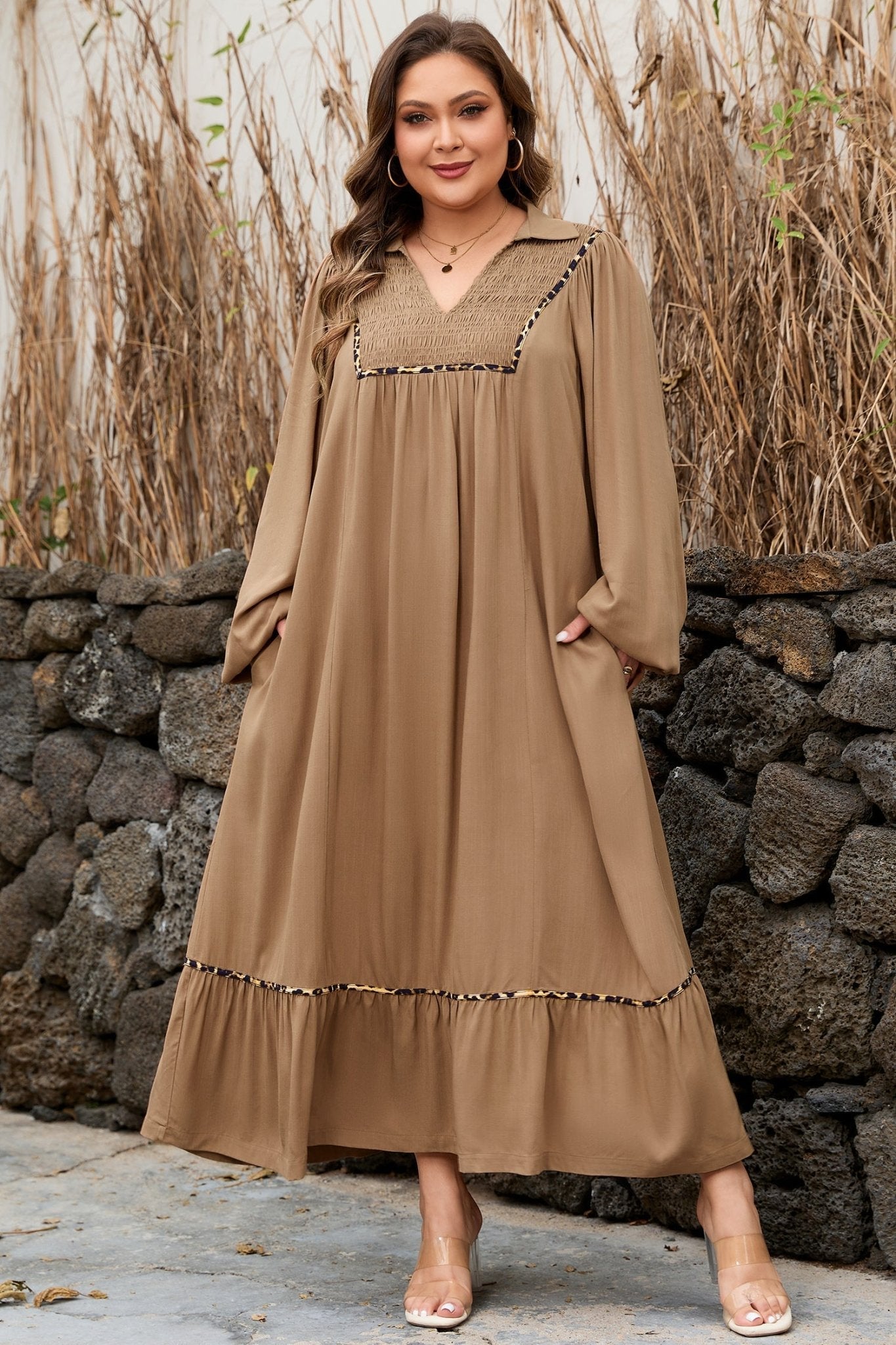 Frankie accent Bracelet Long PLUS Dress - Hello Beautiful BoutiquePlus Size Maxi DressesThreaded Pear