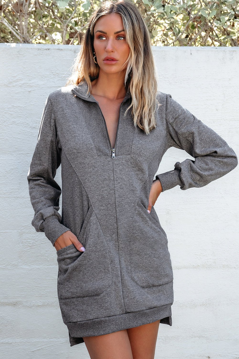 Frankie Ribbed Patchwork Sweatshirt Dress - Hello Beautiful BoutiqueMini DressesThreaded Pear